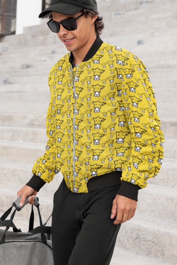 Cute Yellow Pattern Bomber Jacket