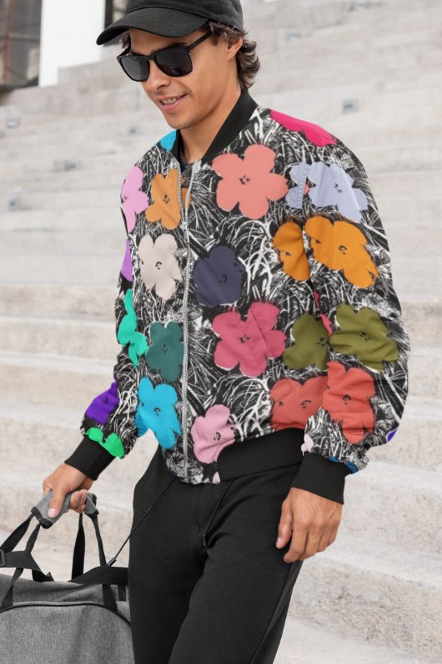 Fake Flower Bomber Jacket