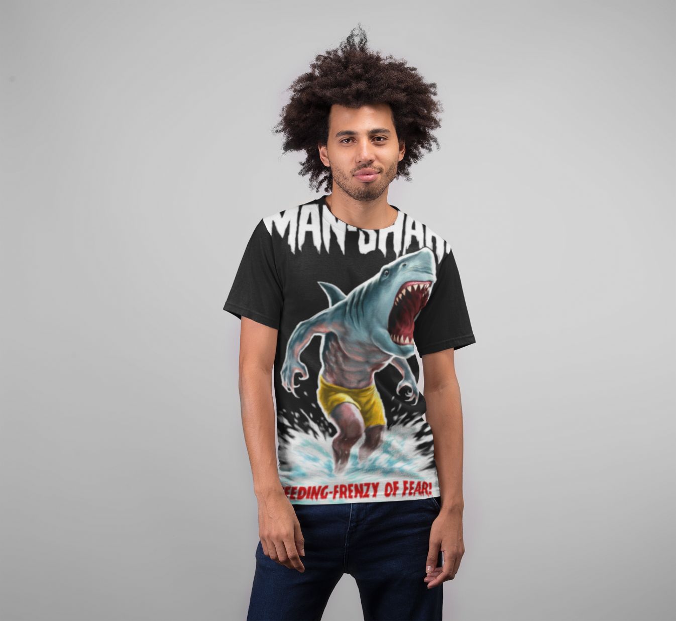 Rampage of the Man-Shark Premium Sublimation Adult T-Shirt