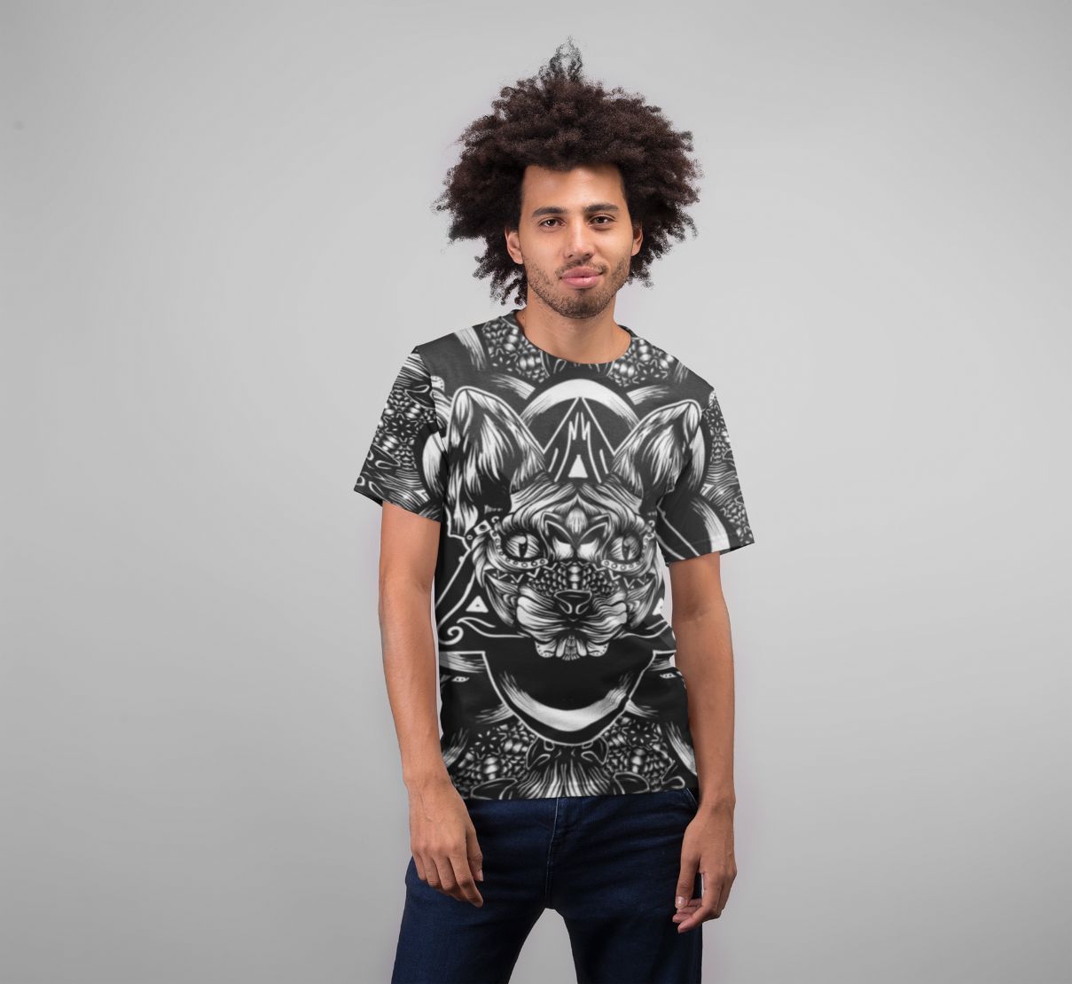 Sphynx Pattern BW Premium Sublimation Adult T-Shirt