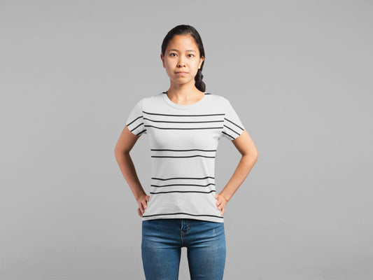 Simple Lines pattern bw poster Classic Sublimation Women's T-Shirt