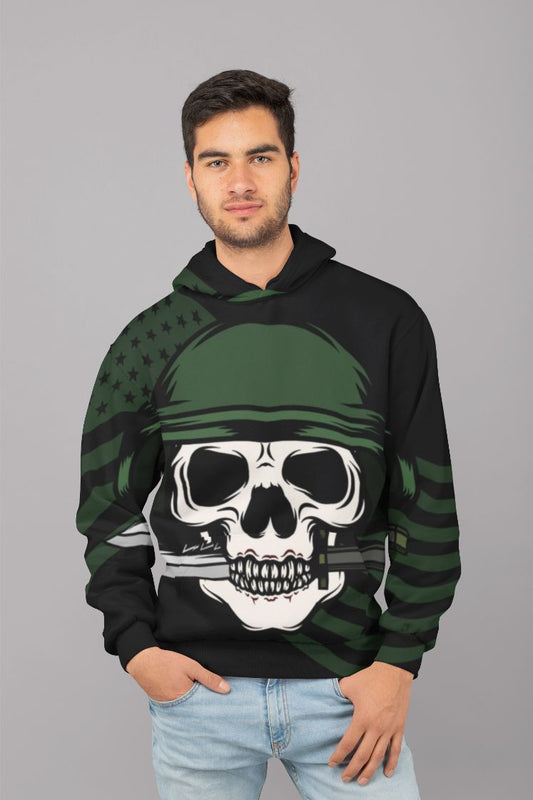 Skull With Bayonet Background UNISEX Sublimation Hoodie