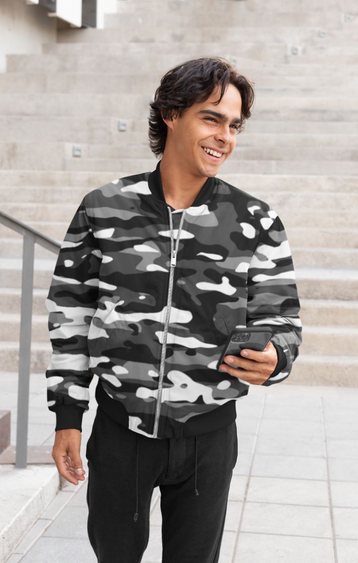 Snow Camouflage Pattern Plakat Bomber Jacket