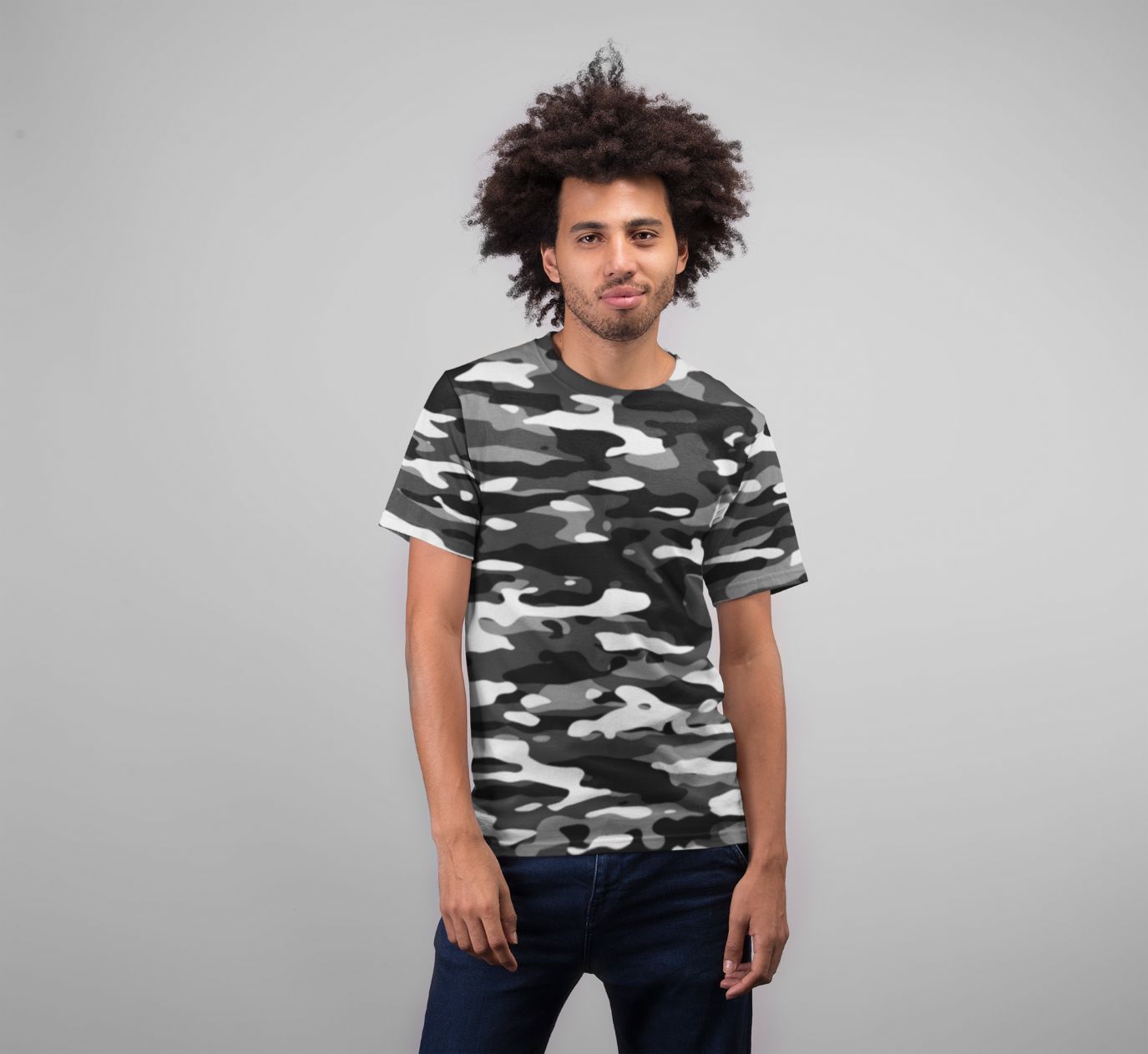 Snow Camouflage Pattern Plakat Premium Sublimation Adult T-Shirt