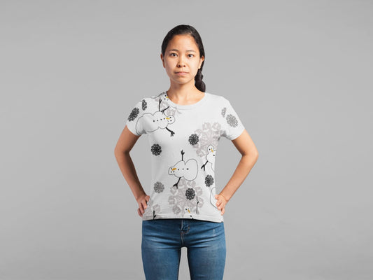 Snowman Pattern Poster Classic Sublimation Women's T-Shirt