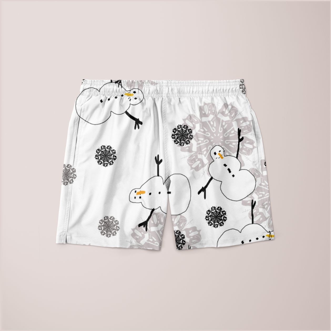 Snowman Pattern Poster Shorts