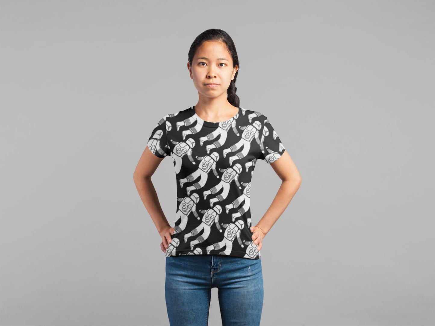 SpaceMan pattern Poster Classic Sublimation Women's T-Shirt