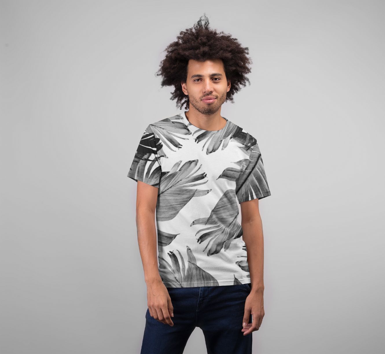 Tropical Banana Leaves Pattern Premium Sublimation Adult T-Shirt