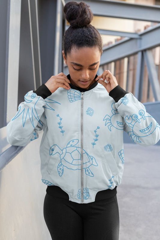 Underwater Pattern Bomber Jacket