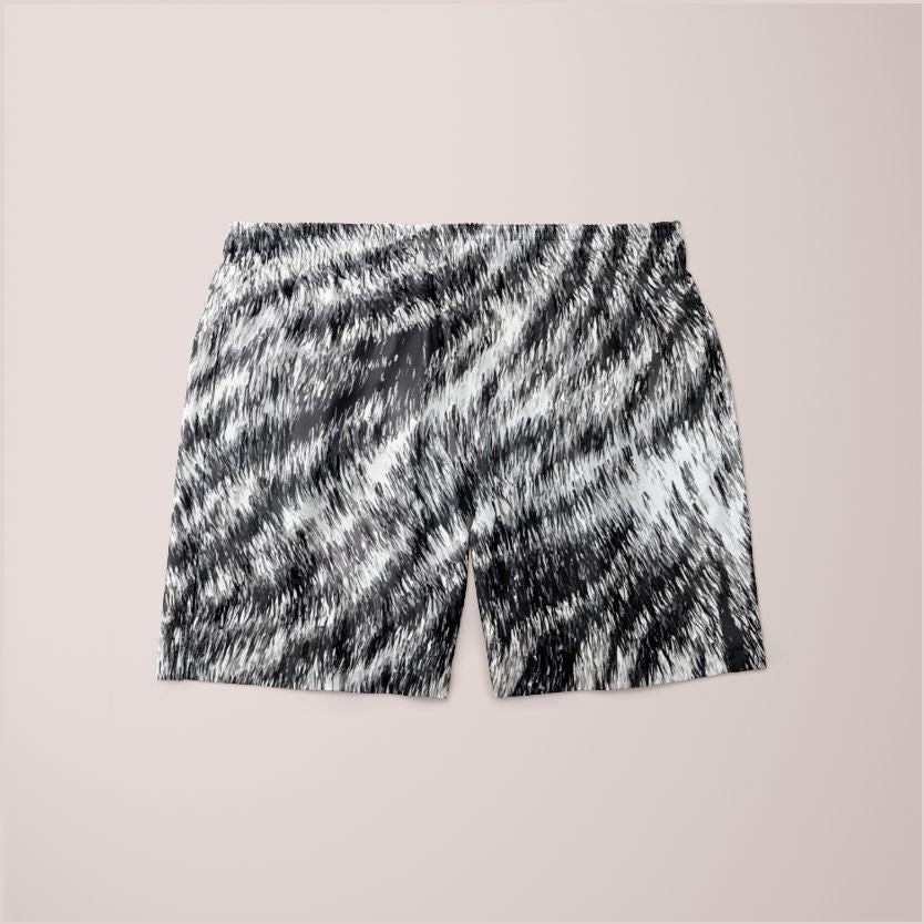 White Bengal Tiger Fur Wildlife Print Pattern Poster (1) Shorts