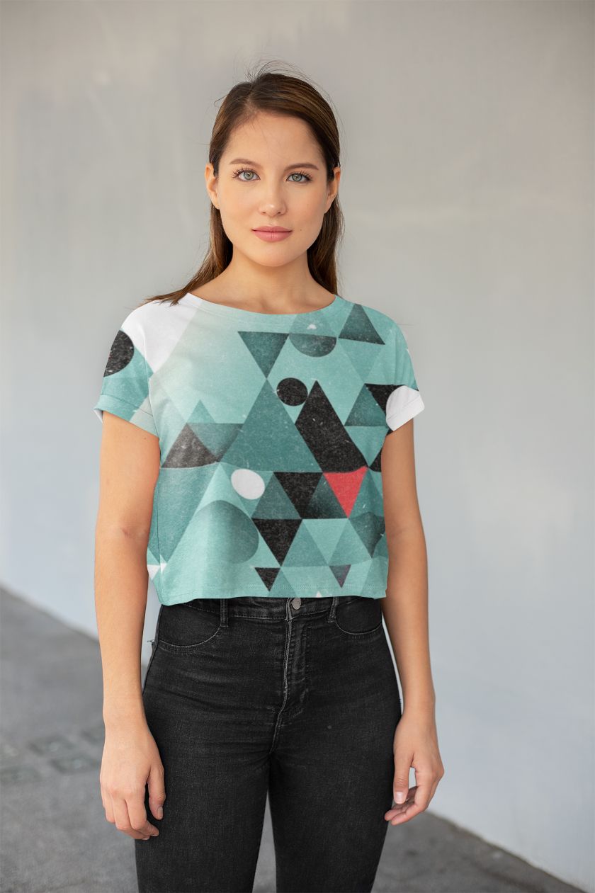 Abstract Pattren 3 All-Over Print Crop Tee