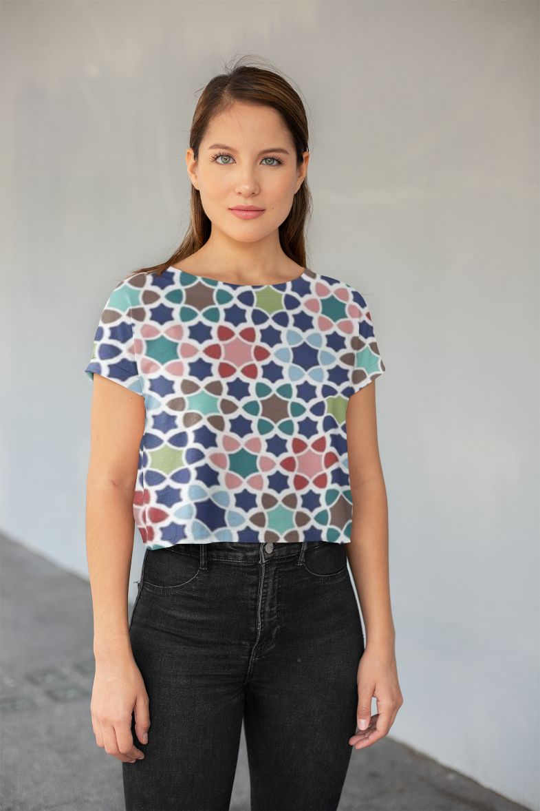 Abstract Pattren (1) All-Over Print Crop Tee