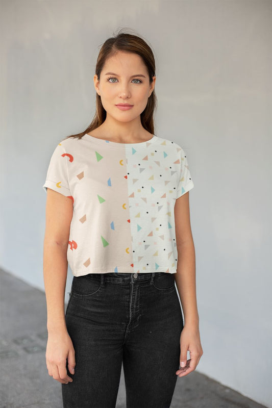 Abstract Pattren (12) All-Over Print Crop Tee