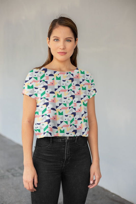 Abstract Pattren (13) All-Over Print Crop Tee