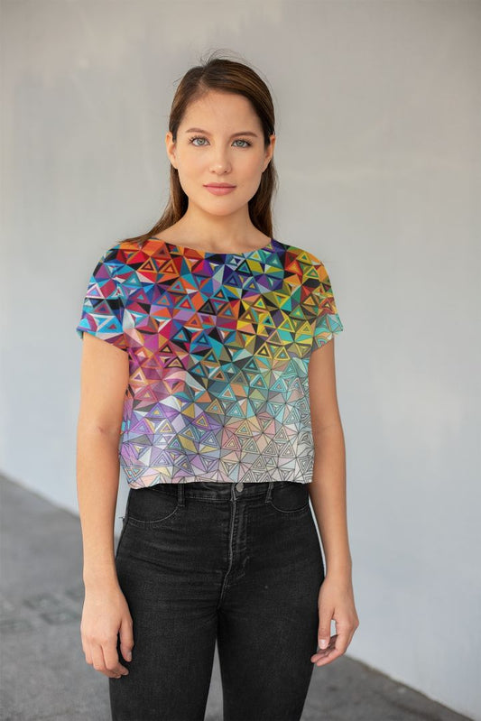 Abstract Pattren (16) All-Over Print Crop Tee