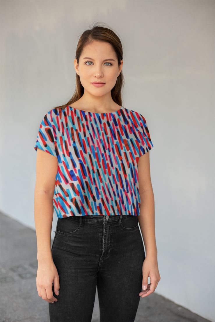 Abstract Pattren (17) All-Over Print Crop Tee