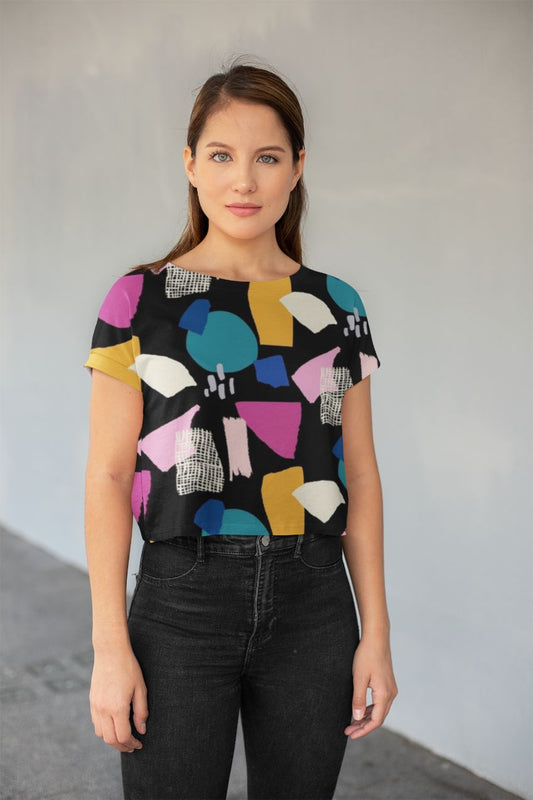 Abstract Pattren (19) All-Over Print Crop Tee