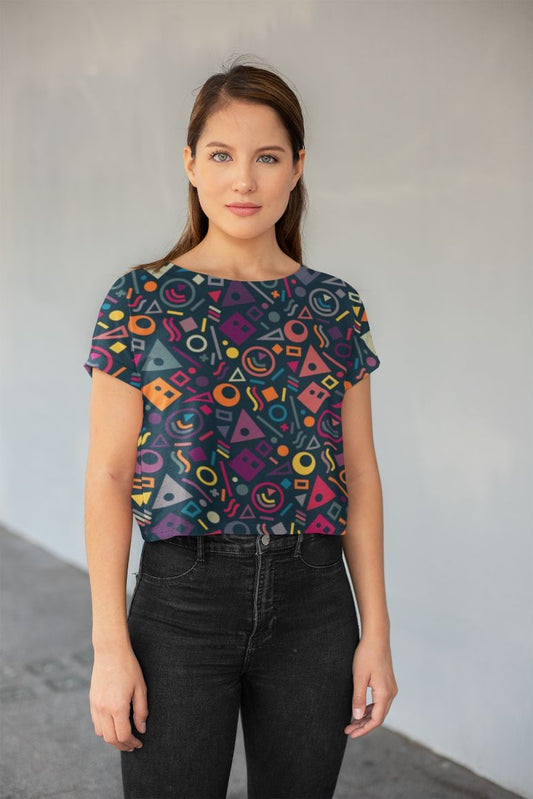 Abstract Pattren (26) All-Over Print Crop Tee