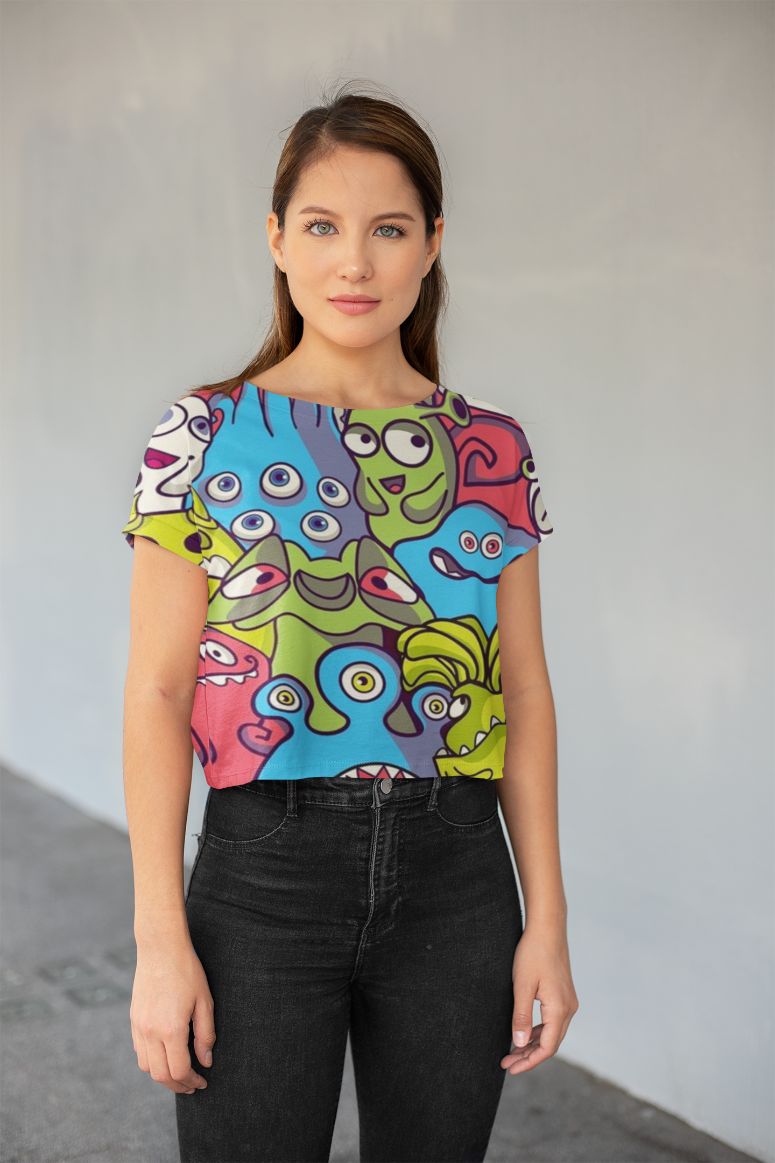 Abstract Pattren (27) All-Over Print Crop Tee