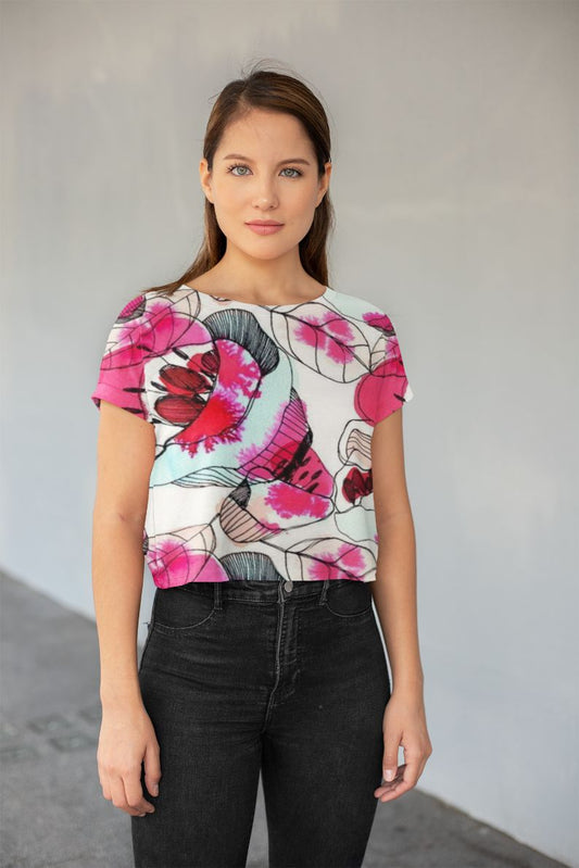 Abstract Pattren (31) All-Over Print Crop Tee