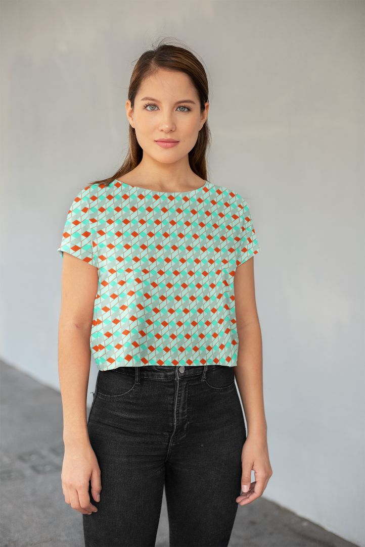 Abstract Pattren (9) All-Over Print Crop Tee