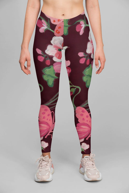 Alpine Pink Flowers Legging