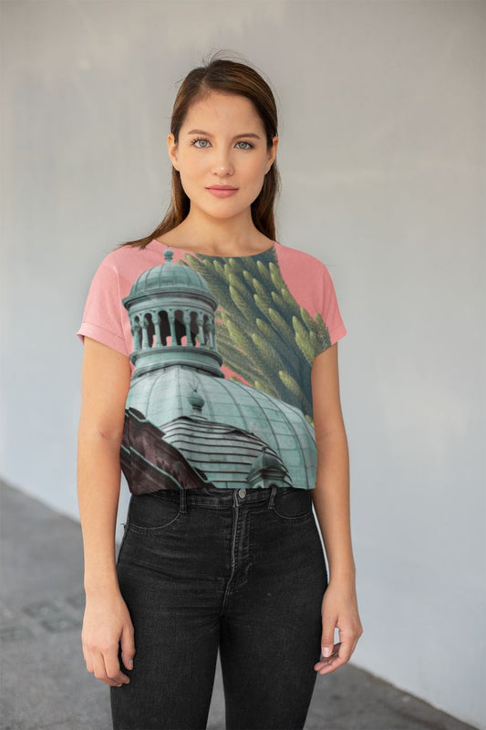 BOTANY CASTLE All-Over Print Crop Tee