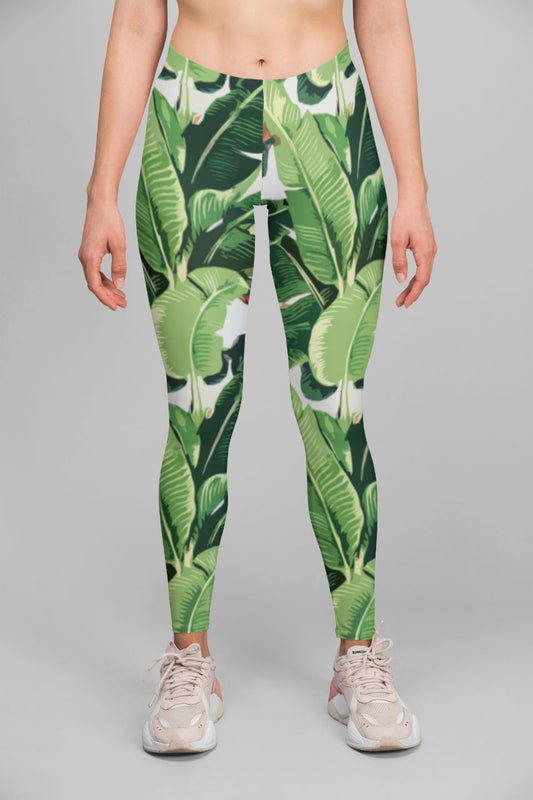 Banana leaves pattern Fitted Waist Sweater design Legging