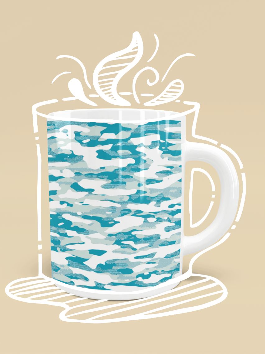 Blue Camouflage Pattern Mosaic Style Plakat Mug