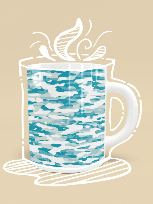 Blue Camouflage Pattern Mosaic Style Plakat Mug