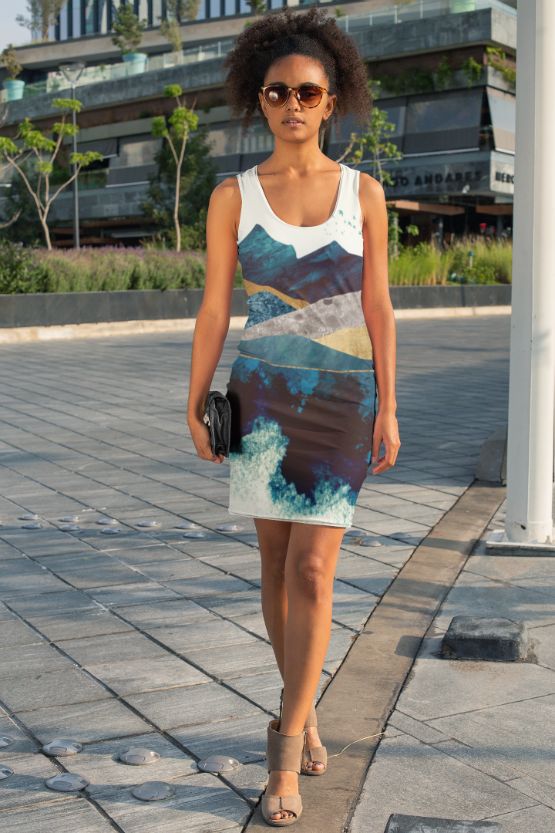 Blue Mountain Reflection Sublimation Cut & Sew Dress