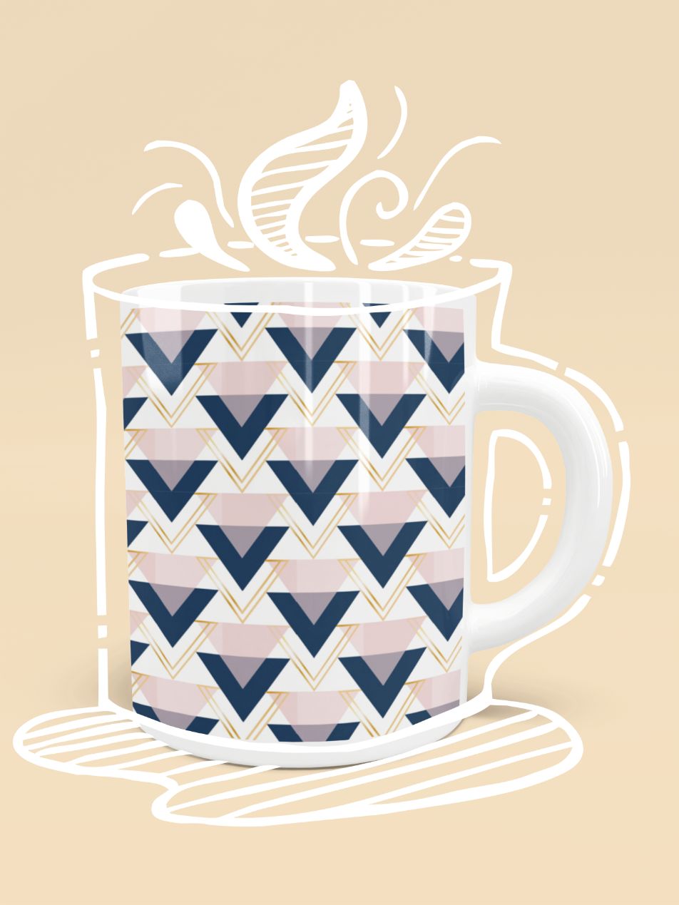 Blue gold and pink triangles pattern Poster Mug