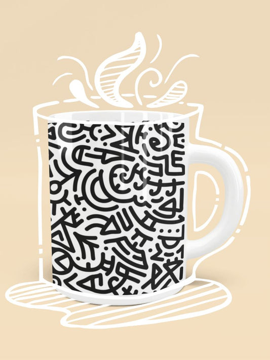 Bold Black Marker Doodle Lines Mug