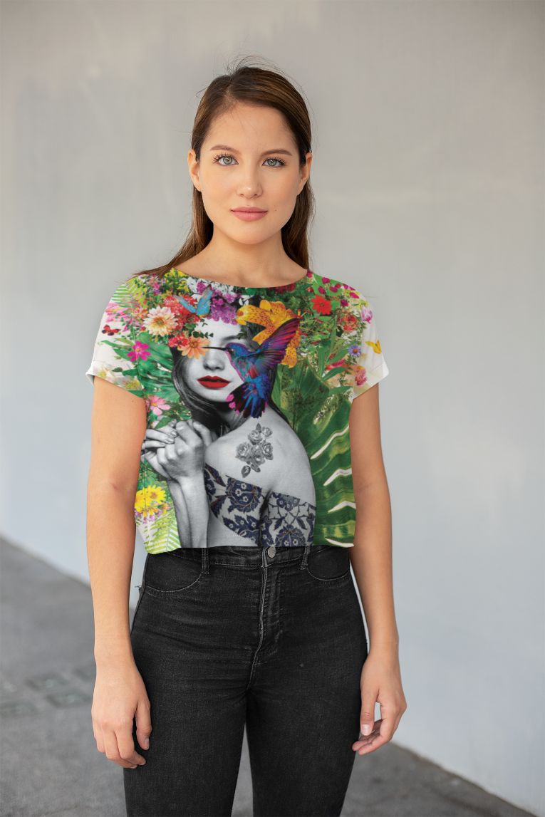 Chelsea Flowers All-Over Print Crop Tee