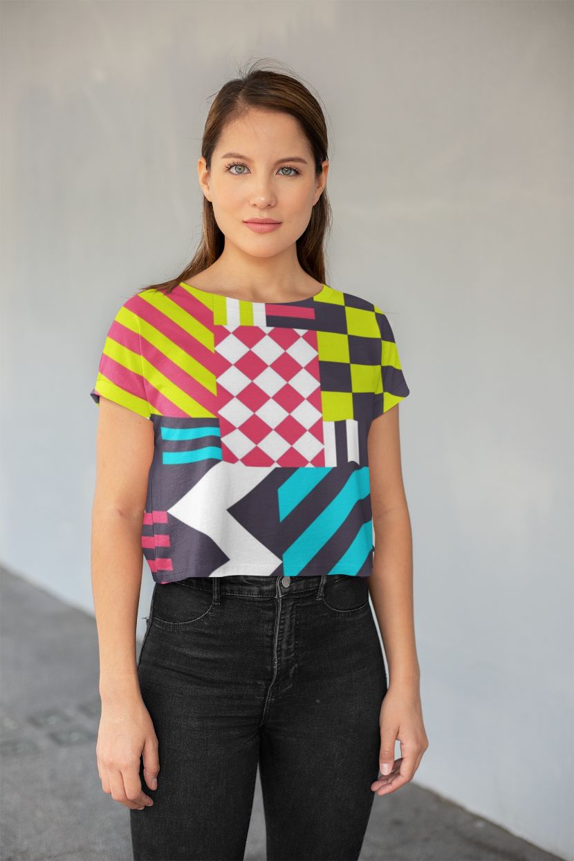 Colorful Pattern 3 All-Over Print Crop Tee