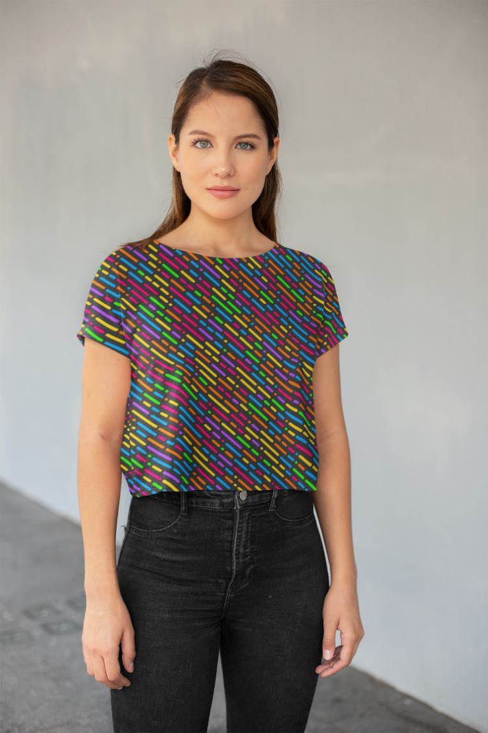 Colorful Rain 3 All-Over Print Crop Tee