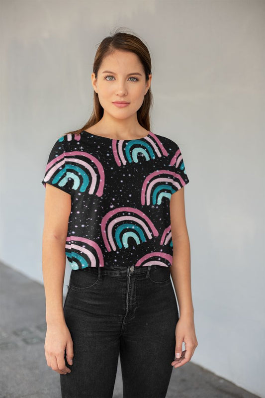 Cosmic Rainbow Night Dream All-Over Print Crop Tee