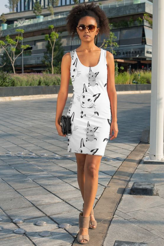 Cute Cat  Pattern Sublimation Cut & Sew Dress