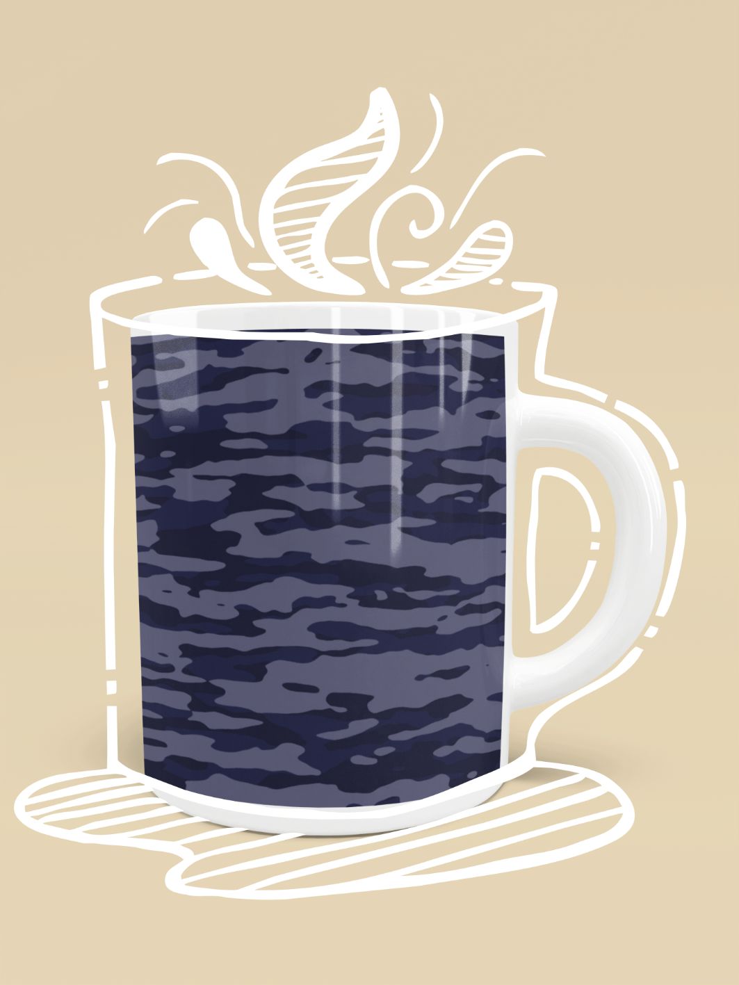 Dark Blue Camouflage Pattern Plakat Mug