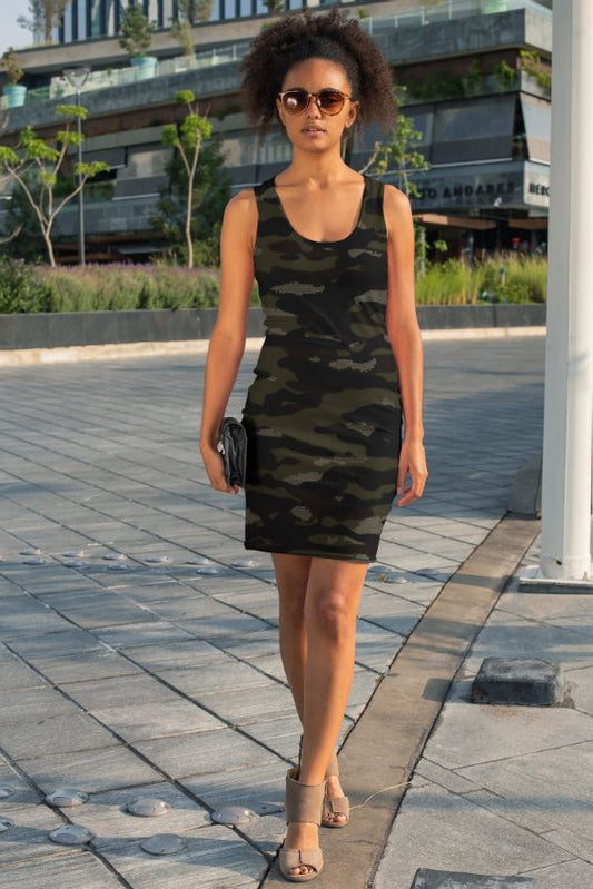 Dark Camouflage Pattern Mosaic Style Plakat Sublimation Cut & Sew Dress