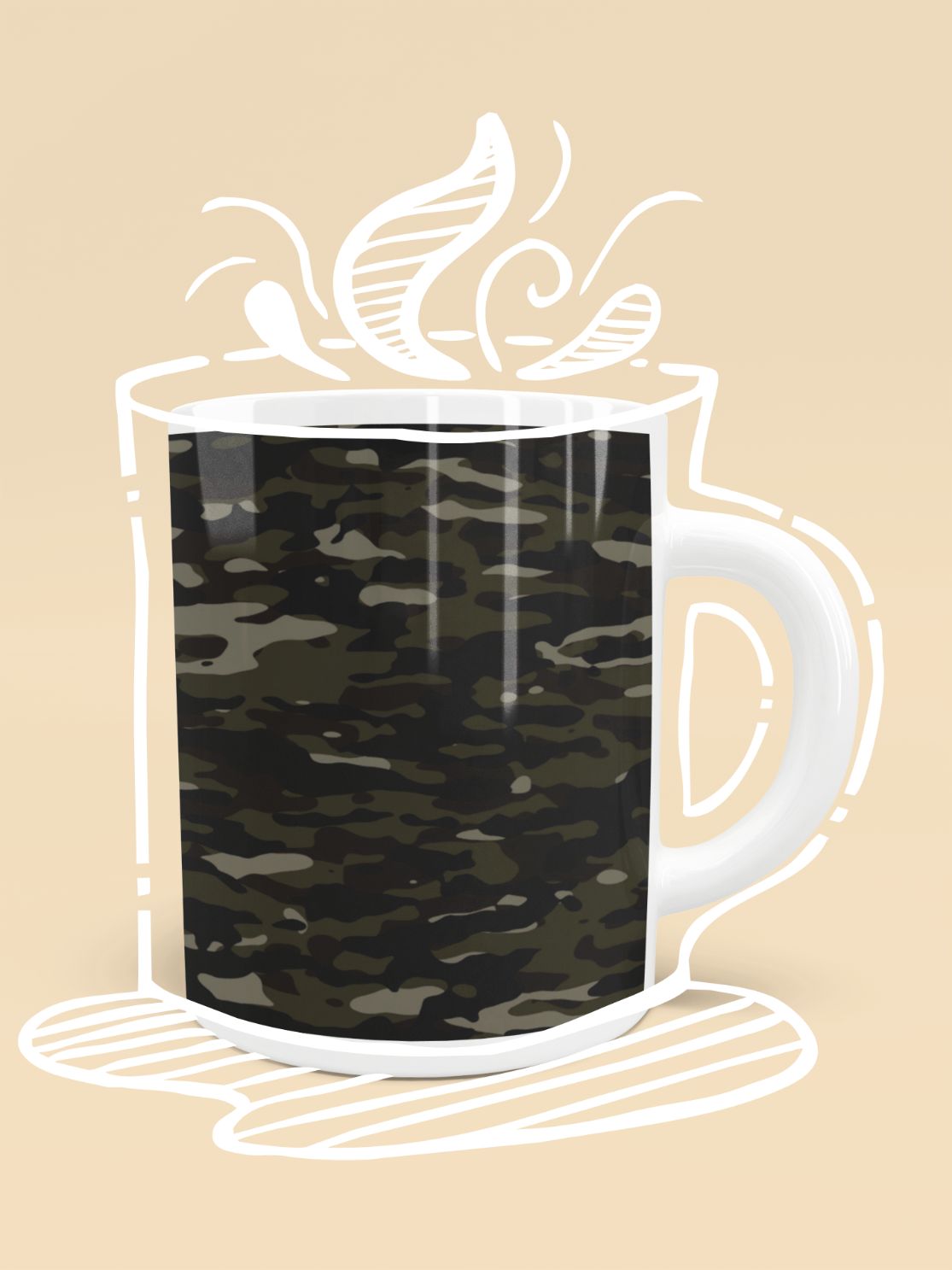 Dark Camouflage Pattern Mosaic Style Plakat Mug