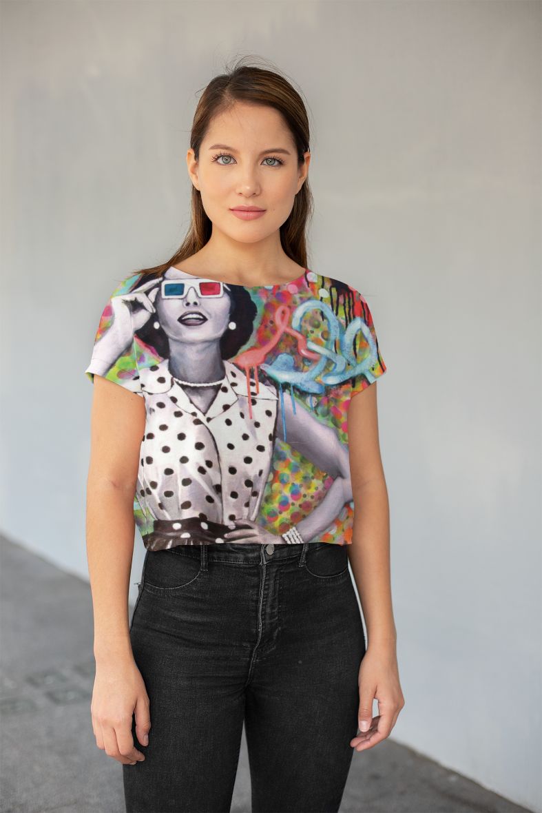 Distorted Perception All-Over Print Crop Tee