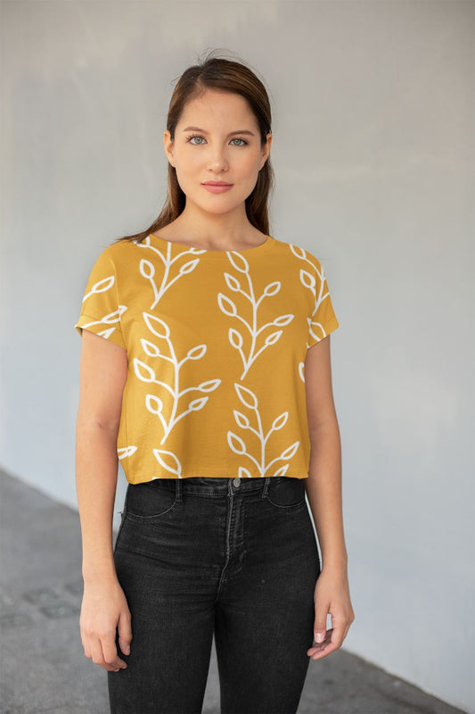 Feeling of lightness pattern - Mellow Yellow Poster All-Over Print Crop Tee