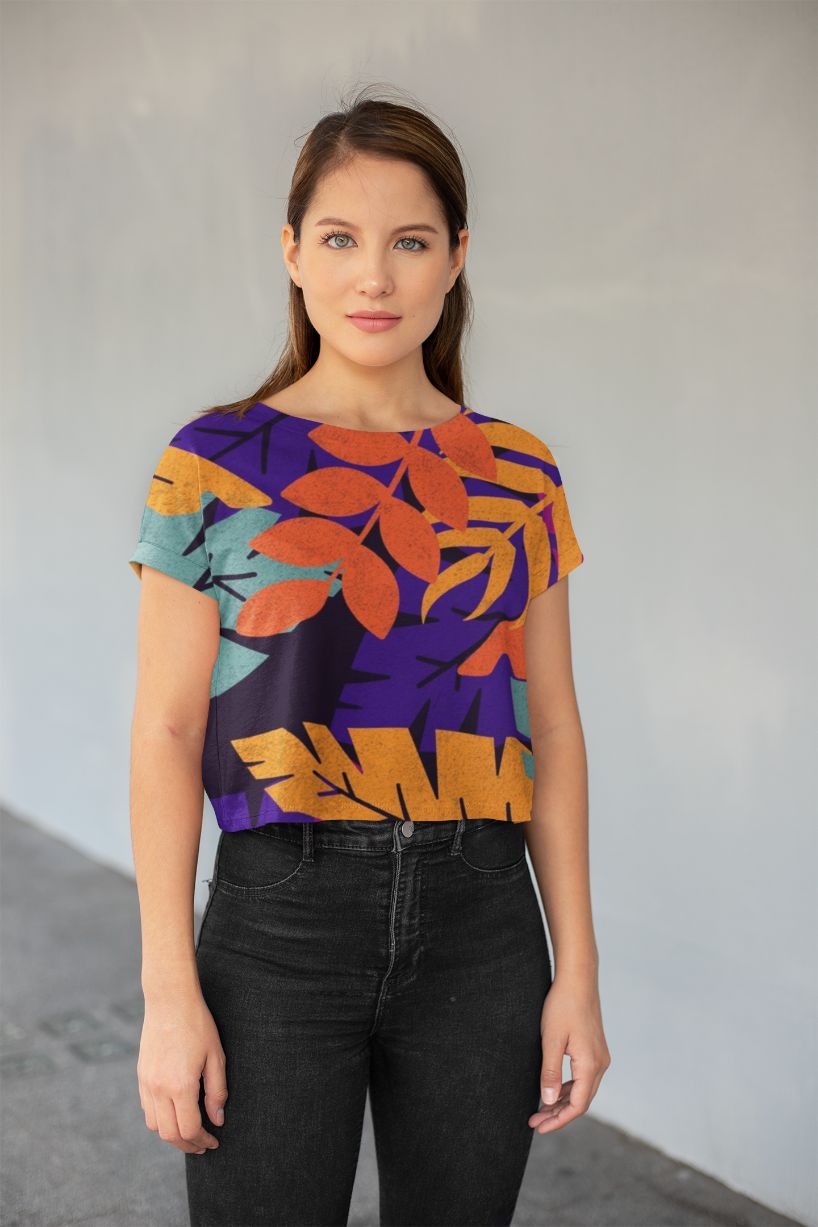 Flora Pattern 3 All-Over Print Crop Tee