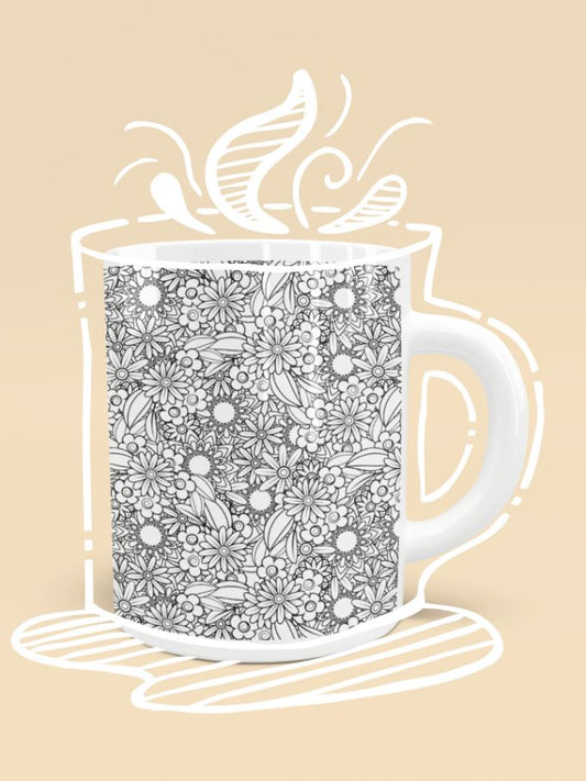 Floral - BW - Mandala Pattern - 04 Poster Mug