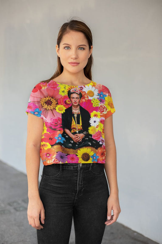 Flower Frida All-Over Print Crop Tee