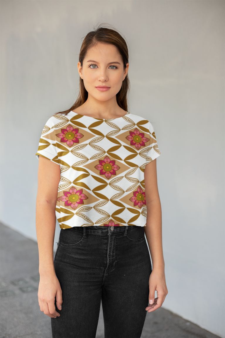 Flower Pattern poster All-Over Print Crop Tee