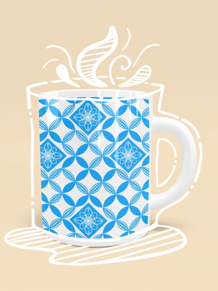 Flowery Pattern in blue Poster Mug