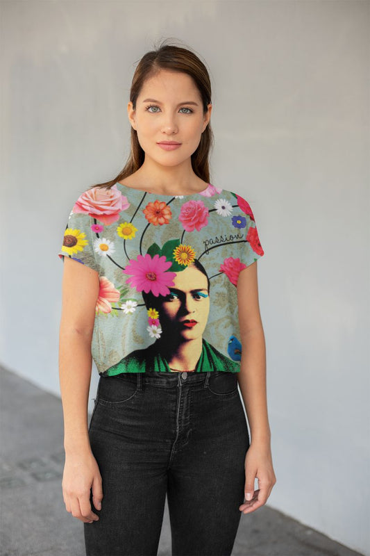 Frida Passion All-Over Print Crop Tee