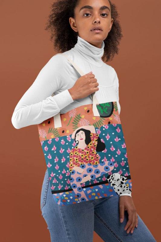 Girl In The Sofa Tote Bag